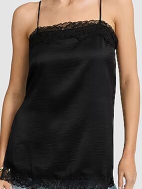 Express Black Lace-Trim Satin Cami